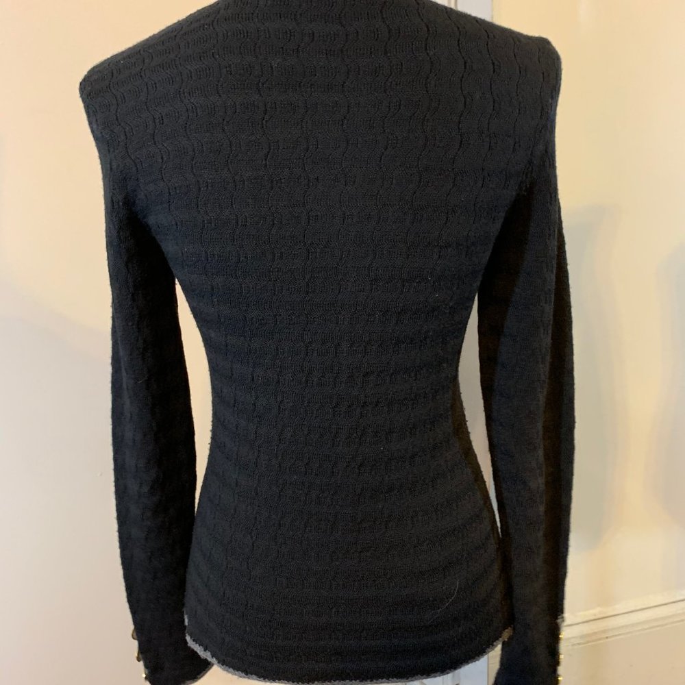 Trina Turk Black Wool Textured Knit Cardigan - Picture 5 of 8